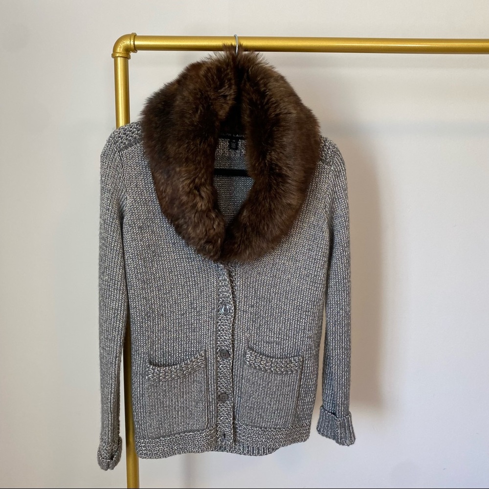 Ralph Lauren Black Label Size Xsmall Knit Metallic Sweater #Lux-W